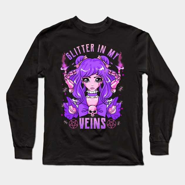 Glitter In My Veins Witchcraft Manga Anime Girl Long Sleeve T-Shirt by E